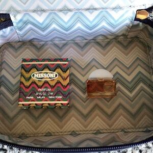 Missoni Men's/Women’s Navy Chevron Quilted Box Case and Mini Parfum .07oz France